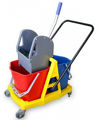 Тележка двухведерная с отжимом с пластиковой основой, 2х23л