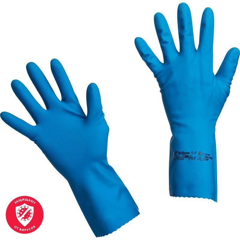 Перчатки латексные Многоцелевые Vileda Professional, синие (размер 7.5-8, M)
