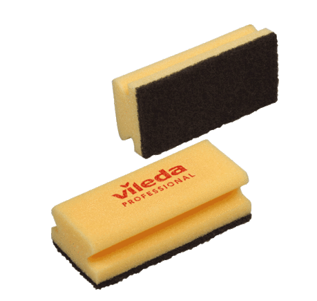 Губка Vileda Professional, максимальная жесткость, 150х70х45, черный абразив,желтая