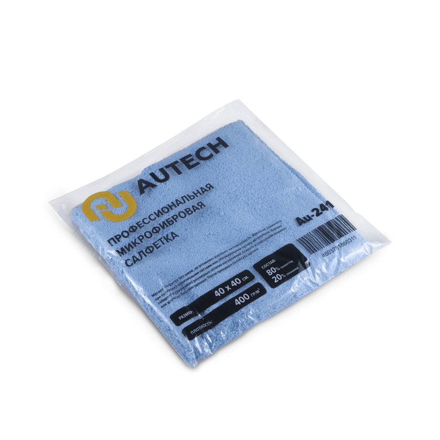 Салфетка из микрофибры PROFI MICROFASERTUCH BLAU, 40х40см, голубая, 400гр/м2