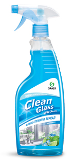 Очиститель стекол "Clean Glass" блеск стекол и зеркал (голубая лагуна) 600 мл, Grass