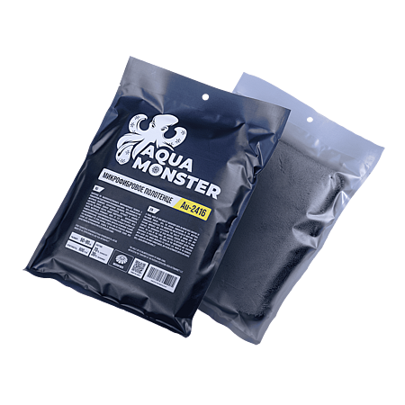 AQUA MONSTER Микрофибровое полотенце 50*80 см, чёрное, 600гр/м2 для сушки авто