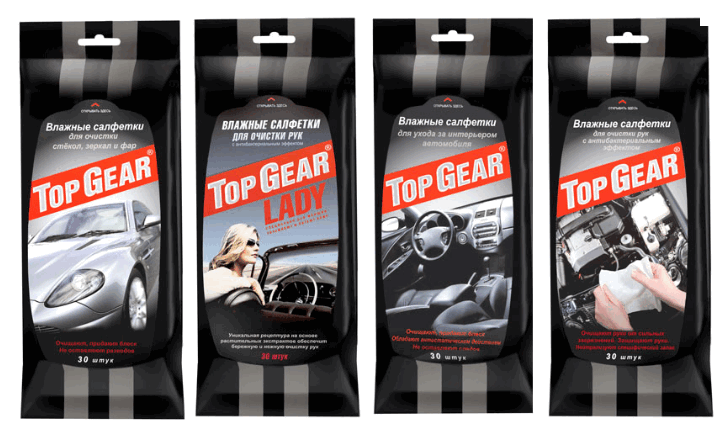 Салфетки влажные Top Gear для рук антибактериальные (30шт/уп)