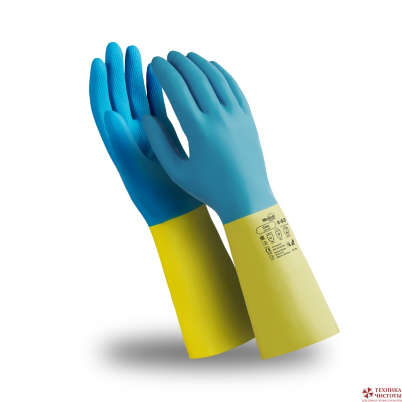 Перчатки резиновые, плотные,БиКолор,р-р L,пара   