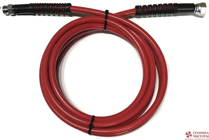 Шланг ВД CARWASH COMFORT DN06 для моек самообслуживания 5м, 200бар, 3/8 внеш-3/8 внутр красный