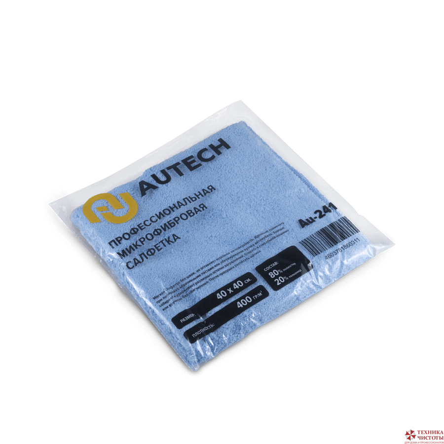 Салфетка из микрофибры PROFI MICROFASERTUCH BLAU, 40х40см, голубая, 400гр/м2