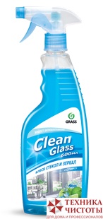 Очиститель стекол "Clean Glass" блеск стекол и зеркал "голубая лагуна" 600 мл, Grass