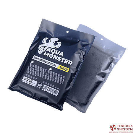 AQUA MONSTER Микрофибровое полотенце 50*80 см, чёрное, 600гр/м2 для сушки авто