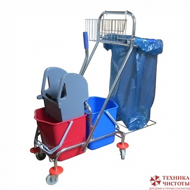 Тележка двухведерная с отжимом, 2х17л + аксессуары