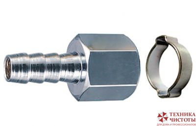 Переходник 1/4 внутр - елочка (6 мм; обжимное кольцо 6х11 мм)