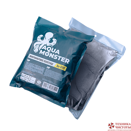 AQUA MONSTER Микрофибровое полотенце 60*90 см, чёрное, 1000гр/м2 для сушки авто